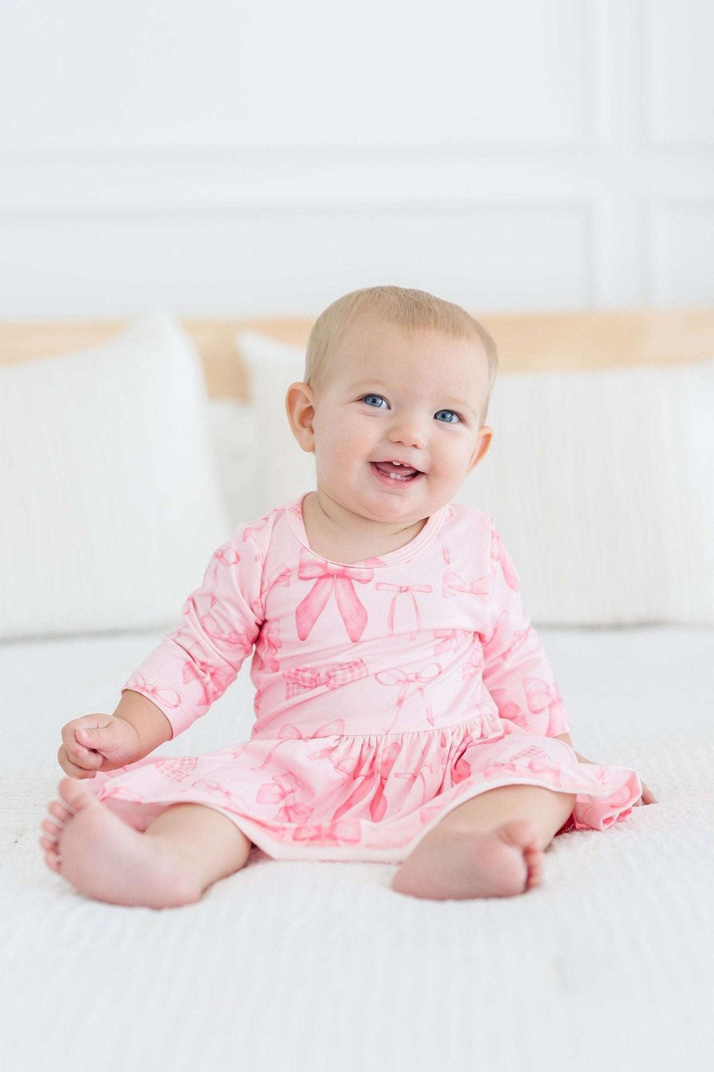 Blushing Bows 3/4 Sleeve Twirl Bodysuit