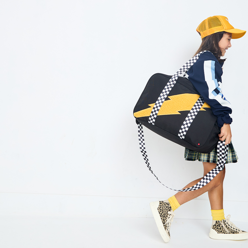 Rockaway Duffle in Fuzzy Bolt, back view