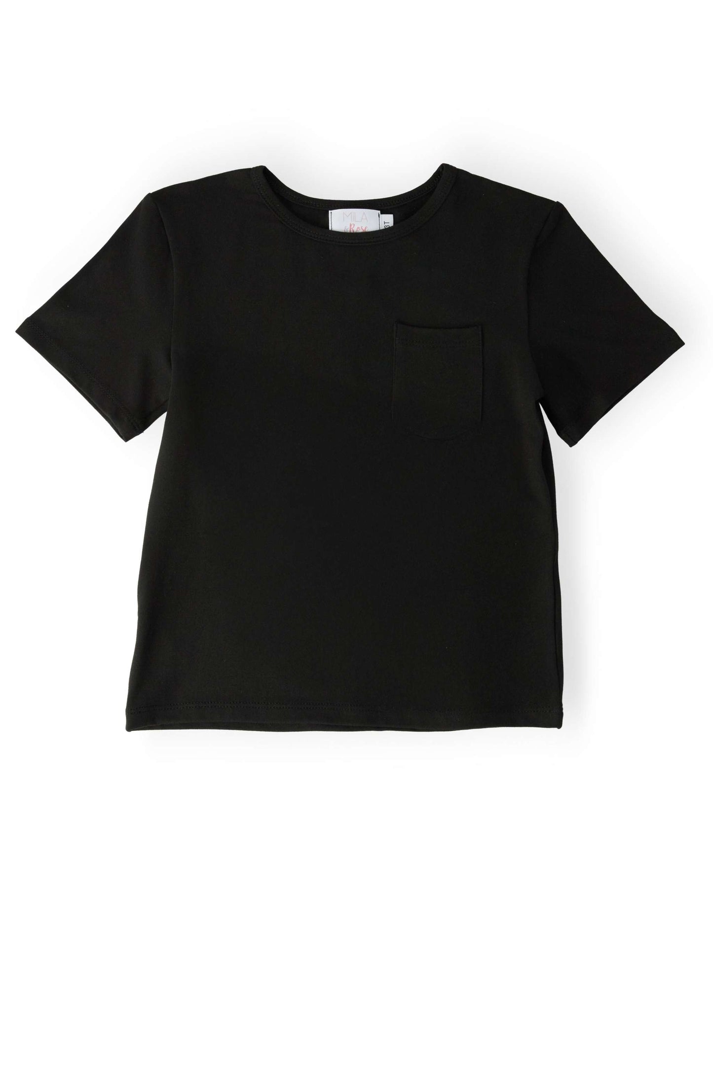 Boys Black S/S Pocket Tee front view