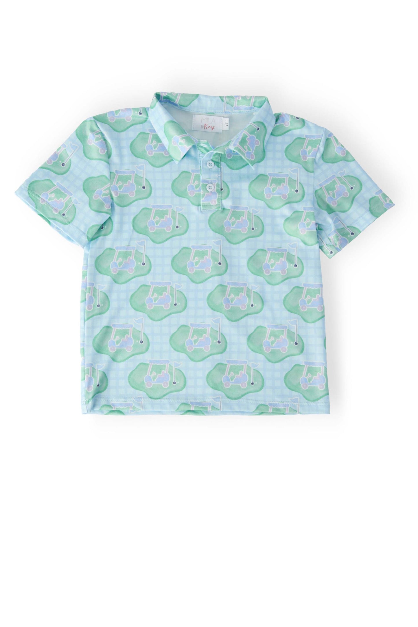 Boys He's on the Green S/S Polo front view