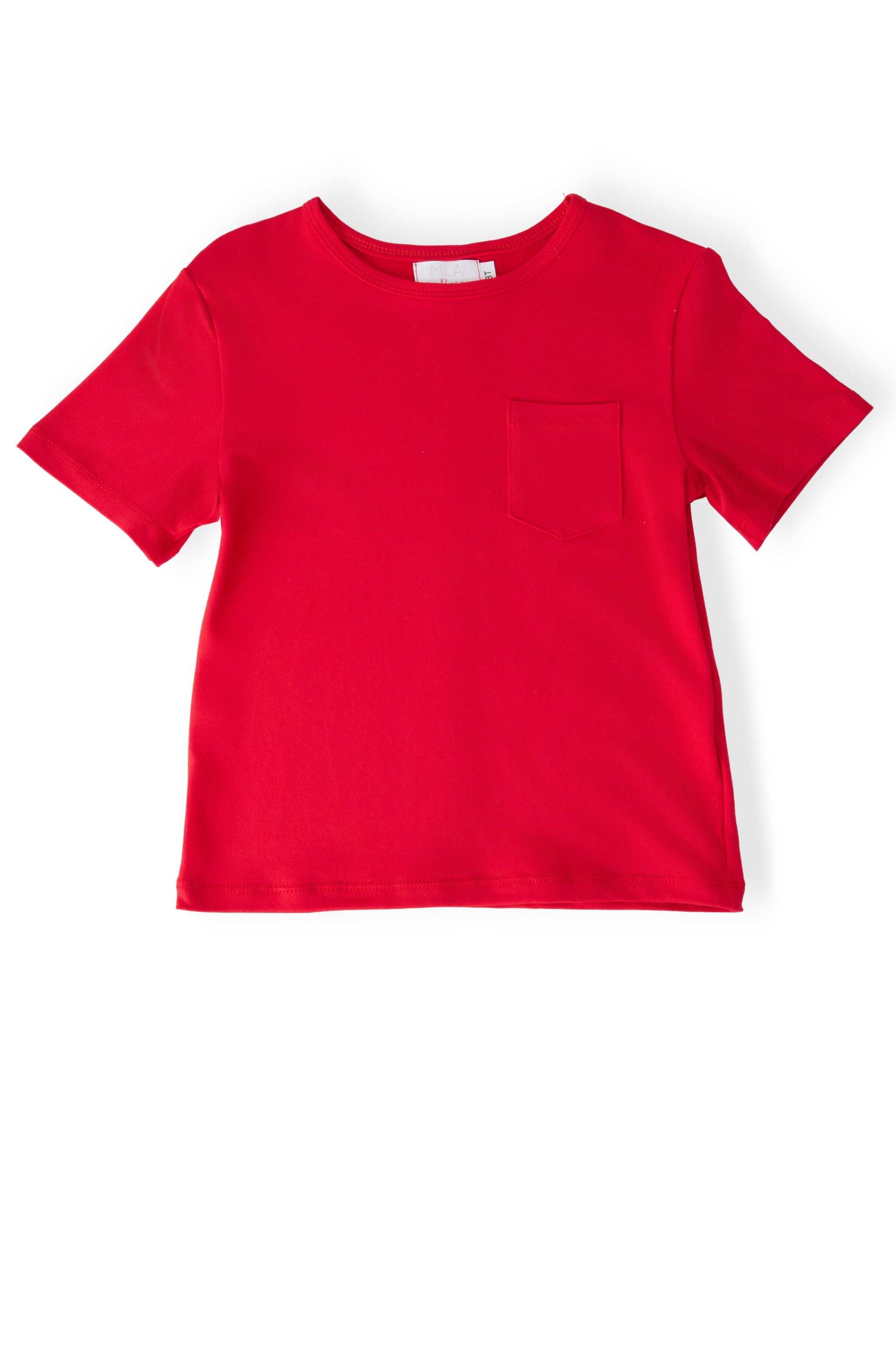 Boys Red S/S Pocket Tee front view