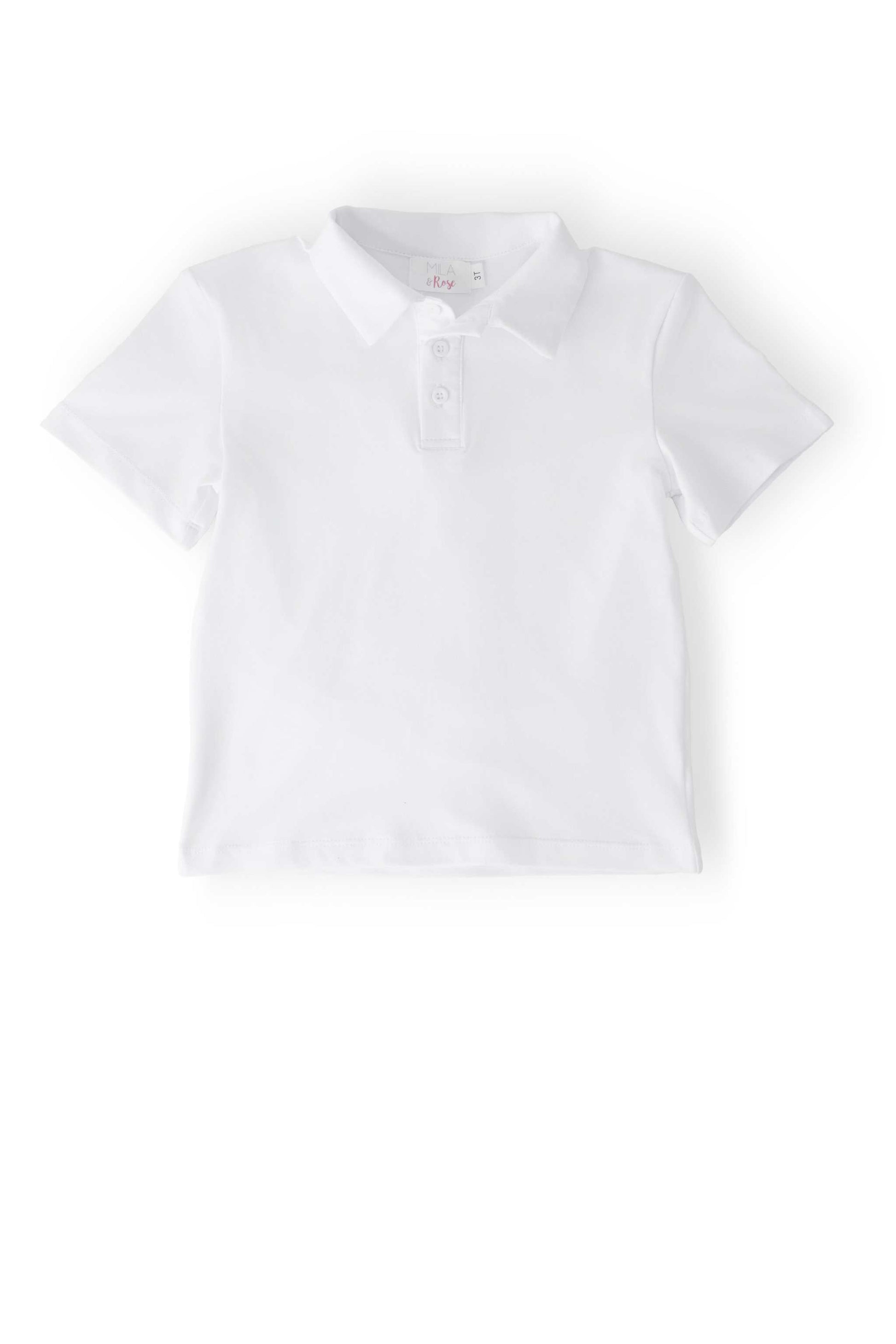 Boys White S/S Polo front view