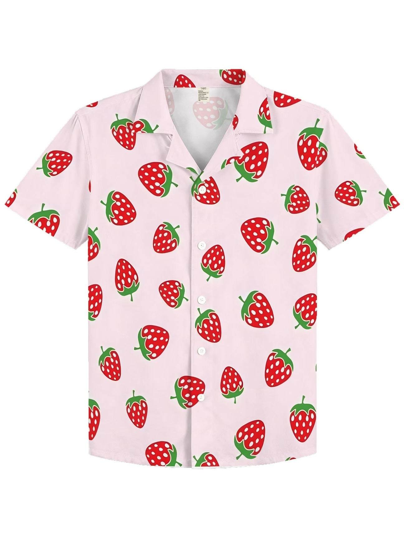 Boys’ Strawberry Print Cuban Collar Shirt – Sweet & Stylish Summer But