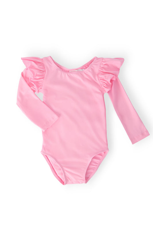 Bubblegum Pink L/S Flutter Sleeve Leotard