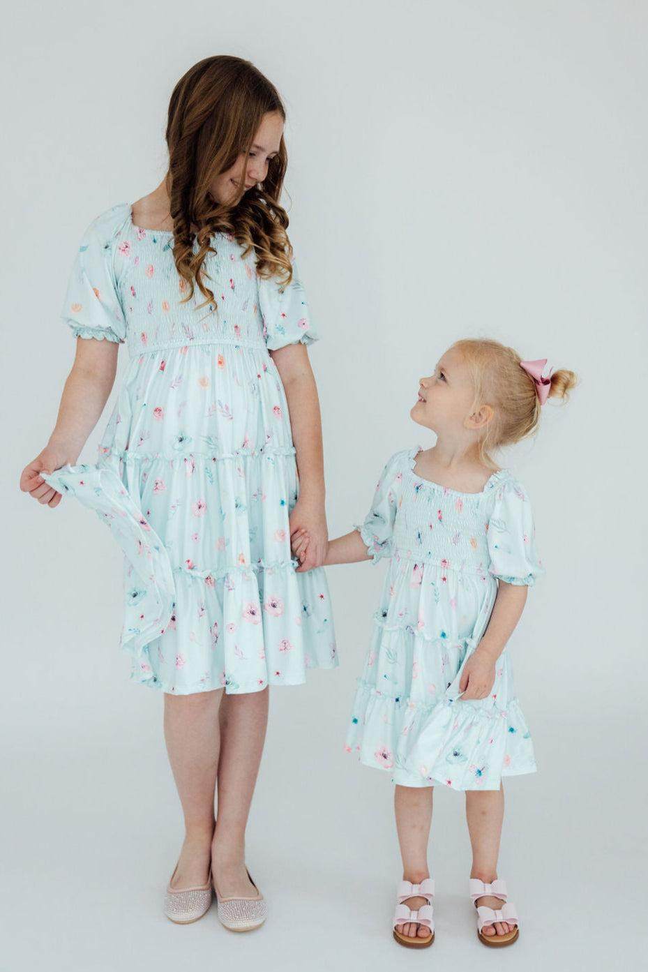 Butterfly Ballet Smocked Ruffle Dress side view