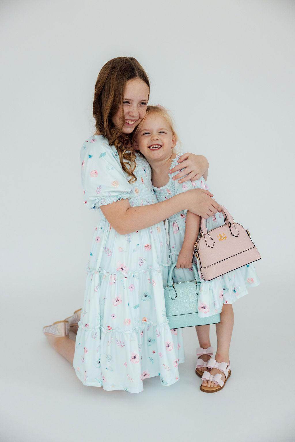 Butterfly Ballet Smocked Ruffle Dress fabric and material close-up