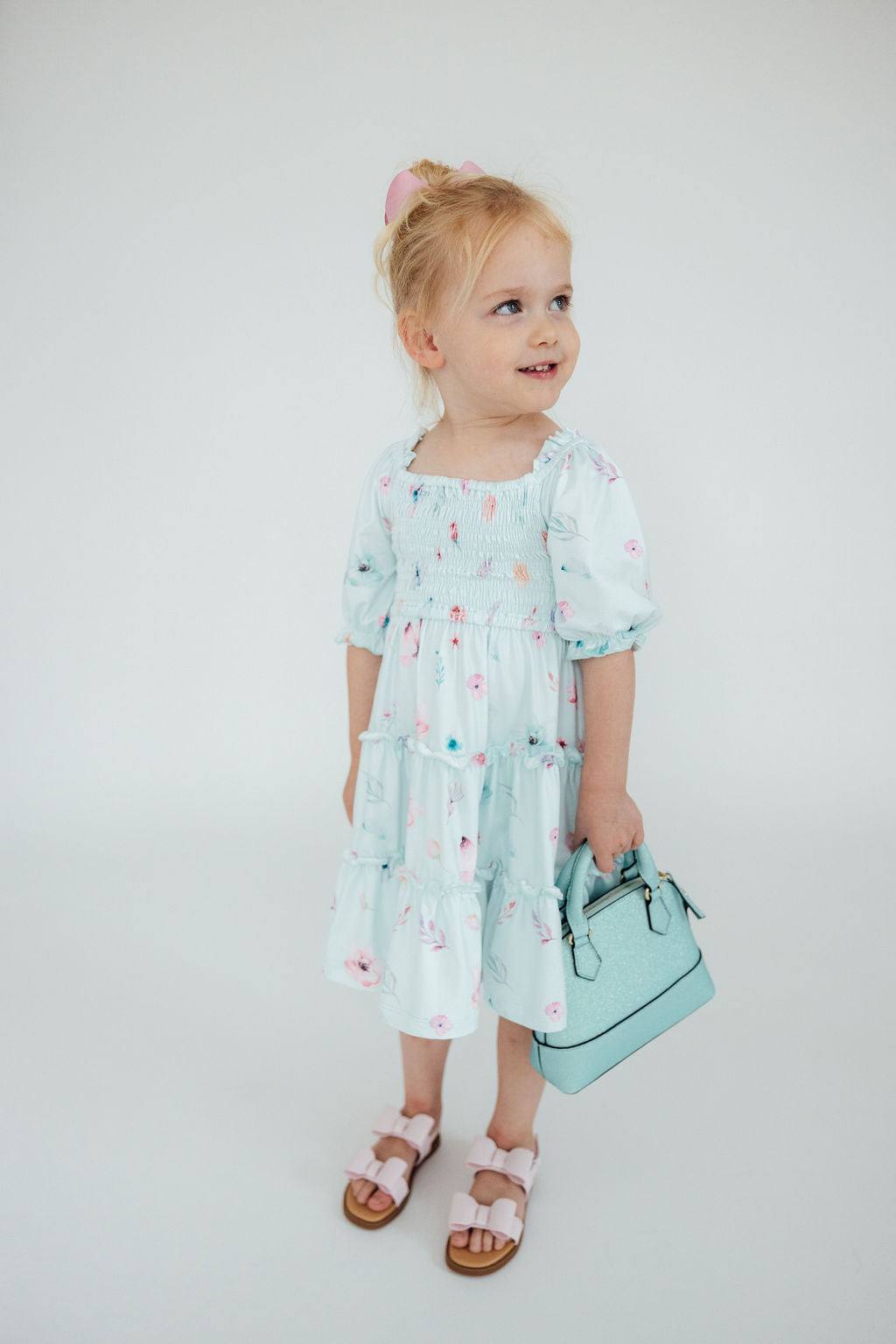 Butterfly Ballet Smocked Ruffle Dress styling detail