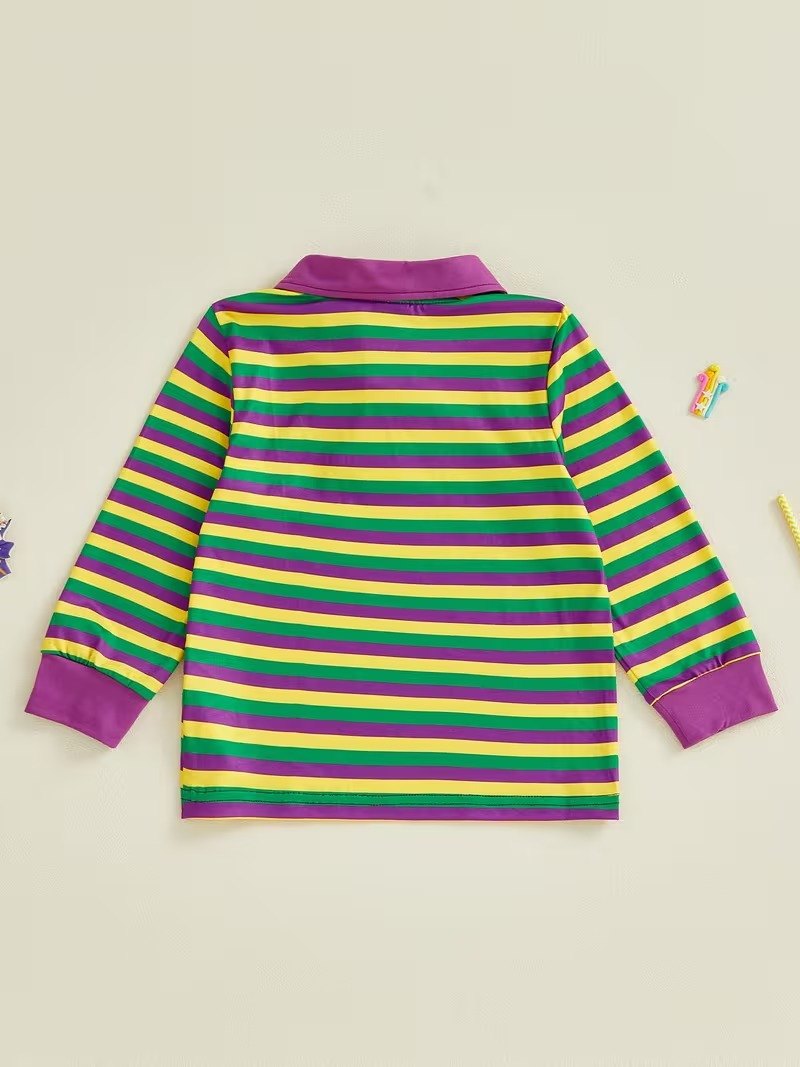 Mardi Gras carnival top stripe and pattern detail