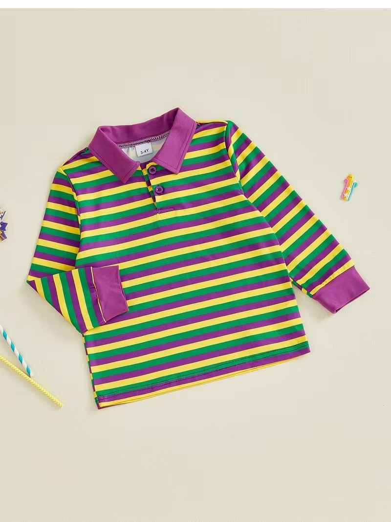 Mardi Gras carnival striped pullover, side view