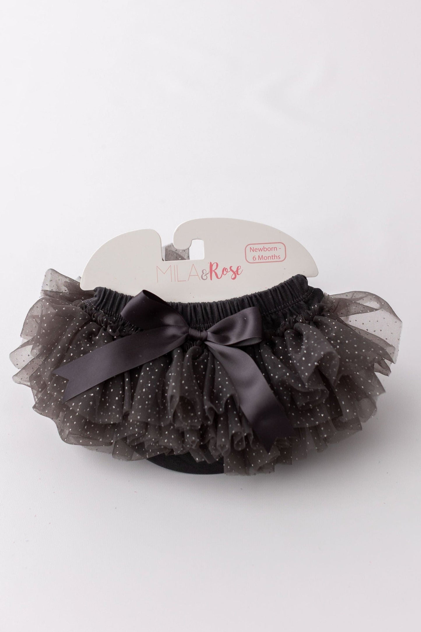 Charcoal and silver glitter ruffle tutu bloomer front view