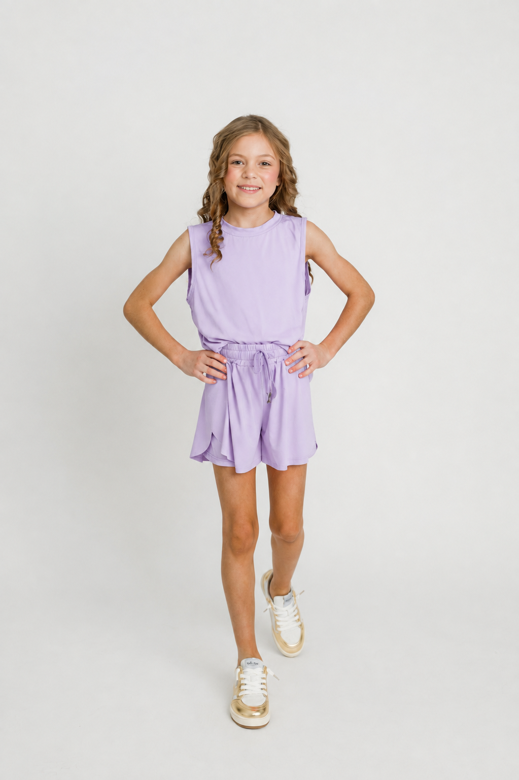 Lavender High Low Kid Tank