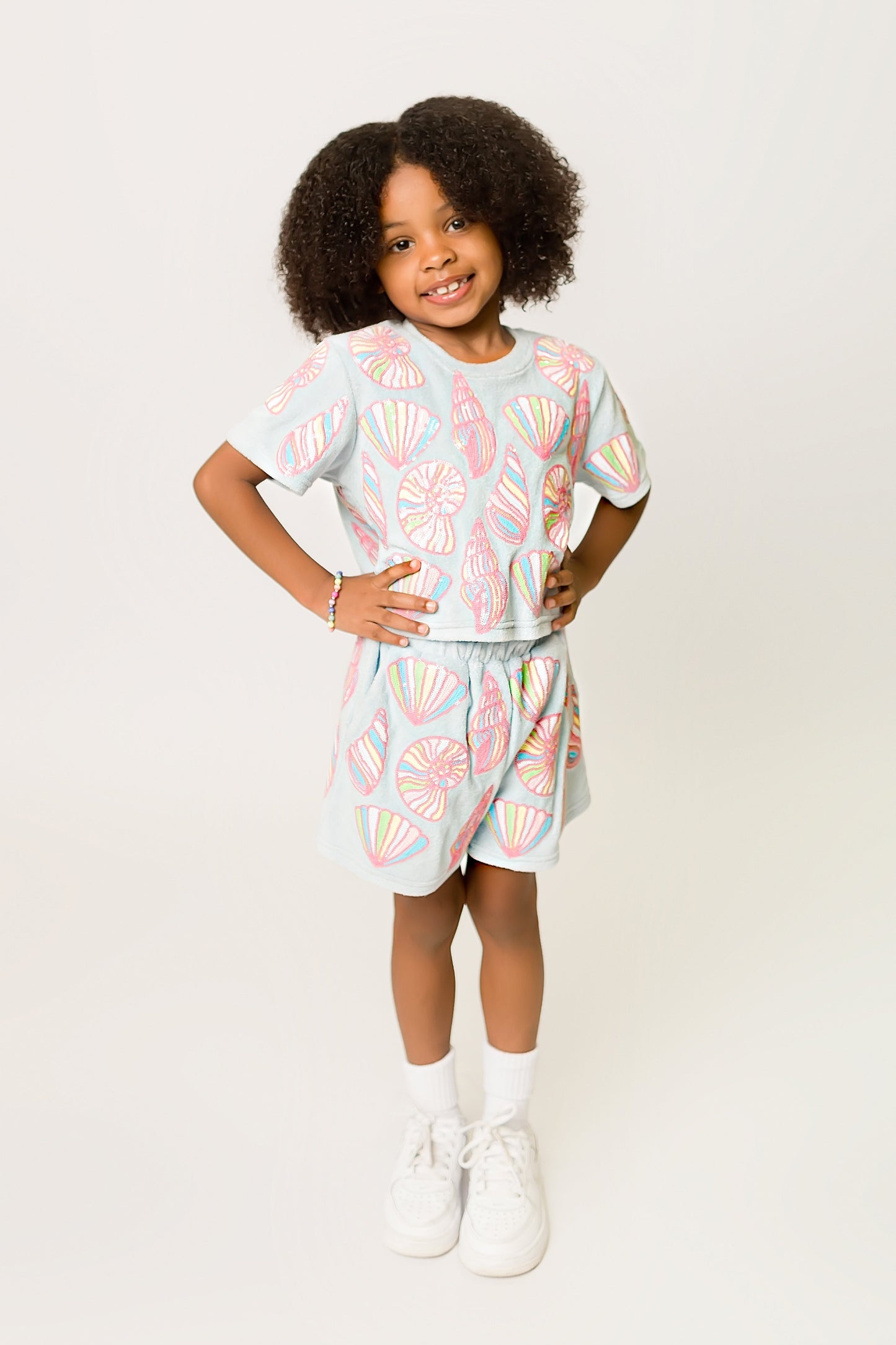 Colorful Shells Terry Cloth Top - Light Blue