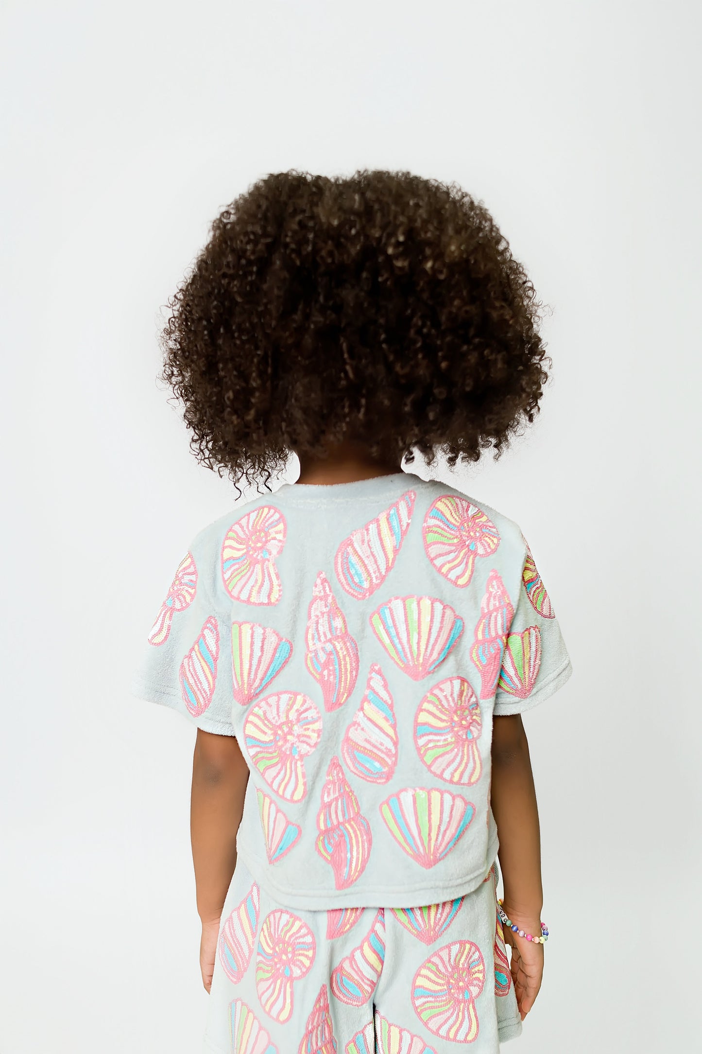 Colorful Shells Terry Cloth Top - Light Blue