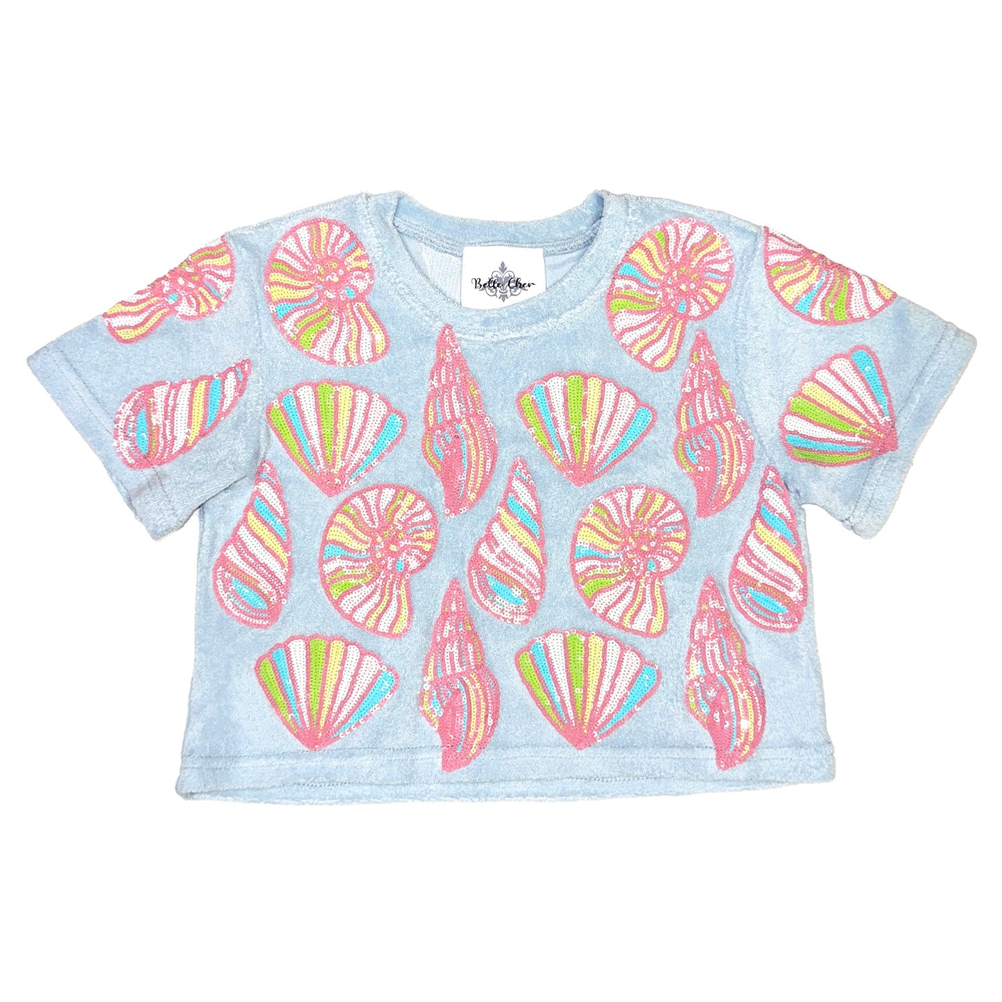 Colorful Shells Terry Cloth Top - Light Blue