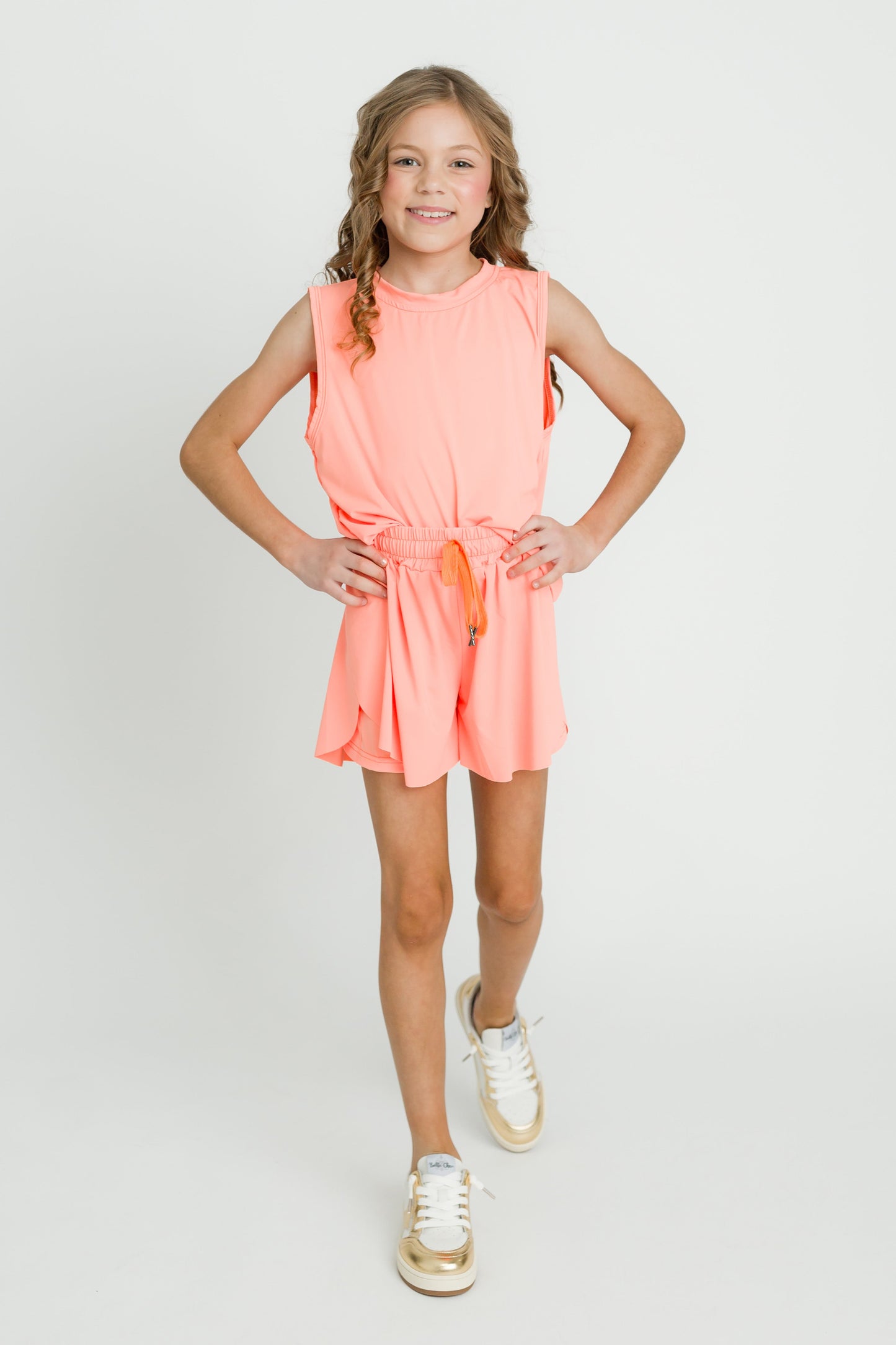 Coral High Low Kid Tank