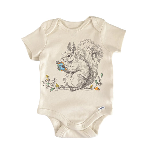 Cottagecore Squirrel Book Newborn Baby Onesie®
