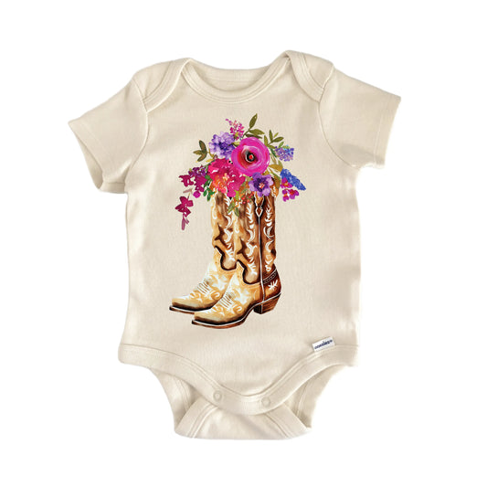 Cowgirl Birthday Boots Newborn Baby Onesie®