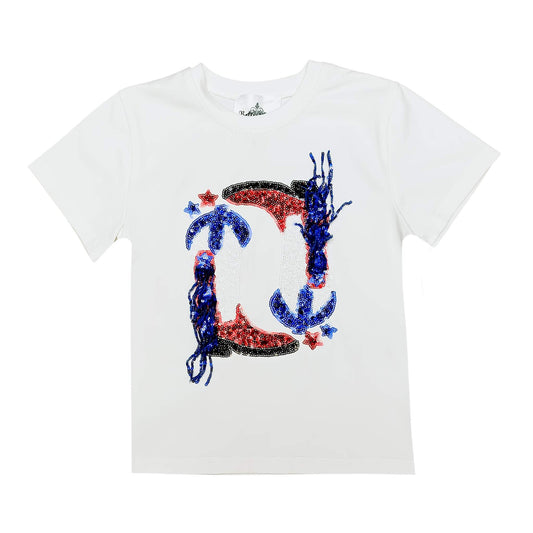 Cowgirl Boots Sequin Kid Shirt