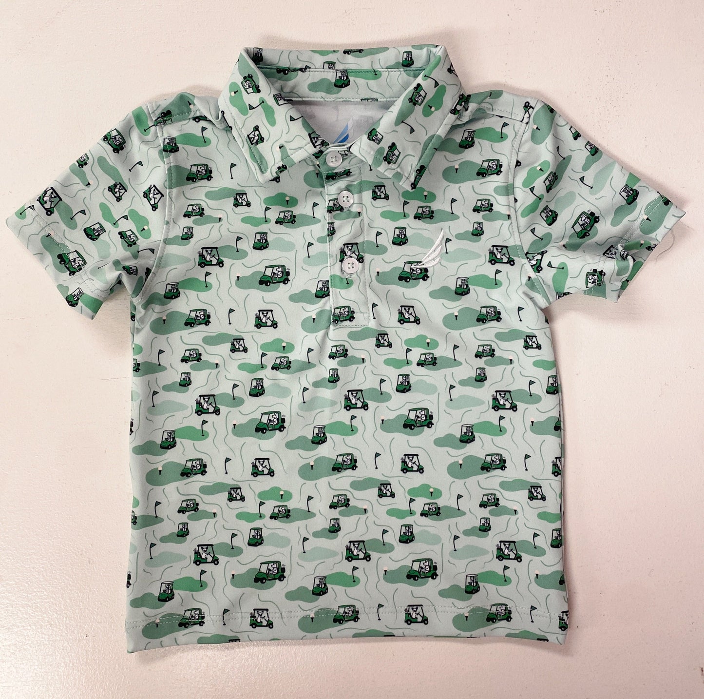 Boys Golf Cart Dog Performance Polo