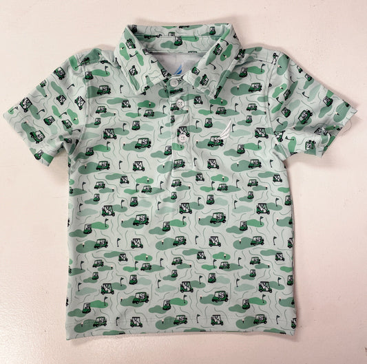 Boys Golf Cart Dog Performance Polo