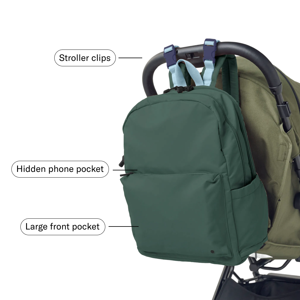 Lorimer Diaper Bag in Black, back and straps