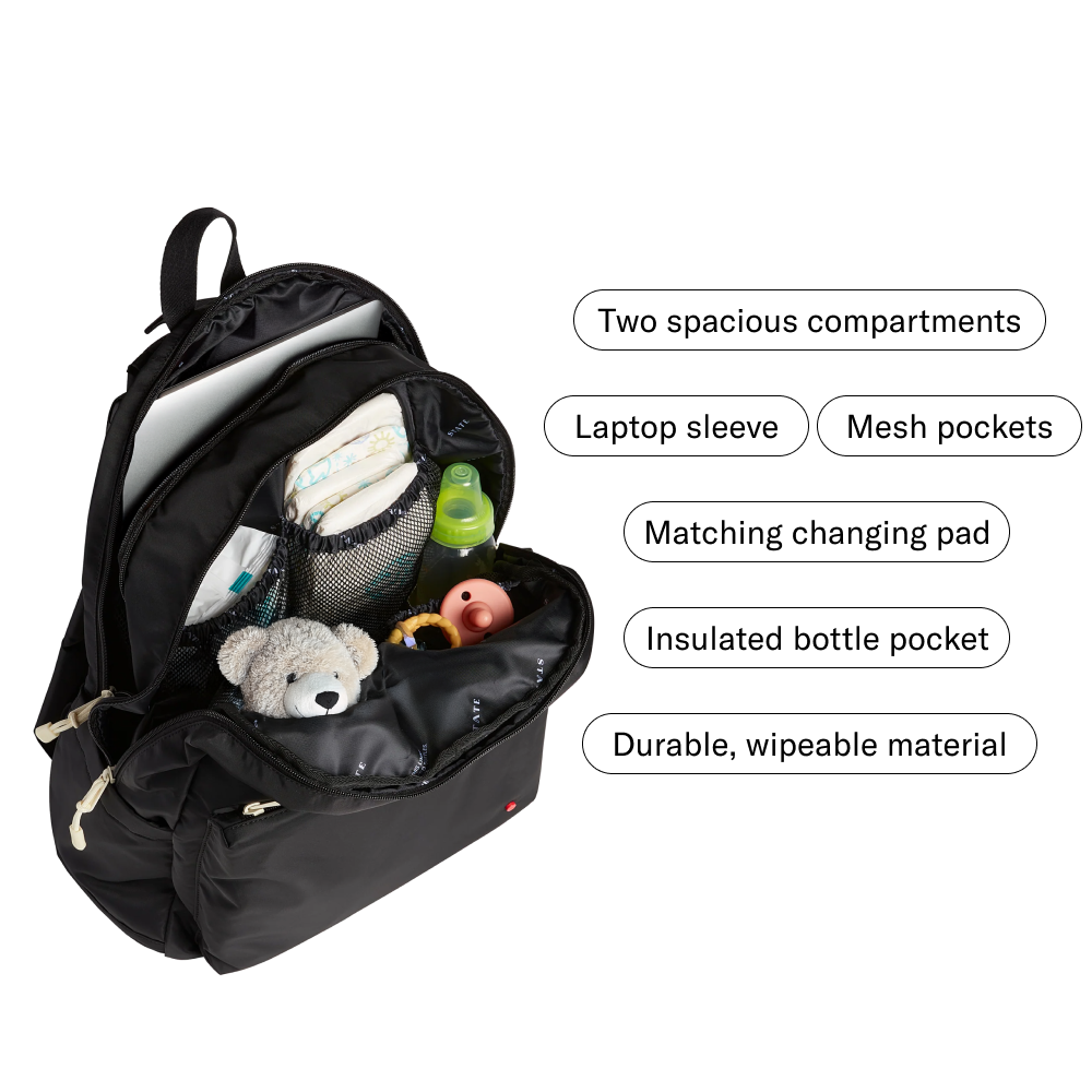 Lorimer Diaper Bag in Black, interior view