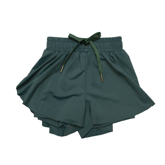 Emerald Kid Butterfly Shorts in soft, flowy fabric with elastic waistband and drawstring for comfortable active wear