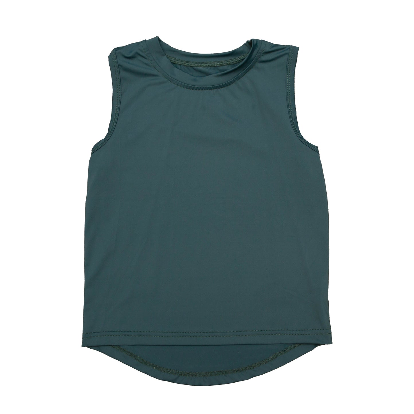 Emerald Kid High LowTank sleeveless athletic top with high-low hem in emerald color