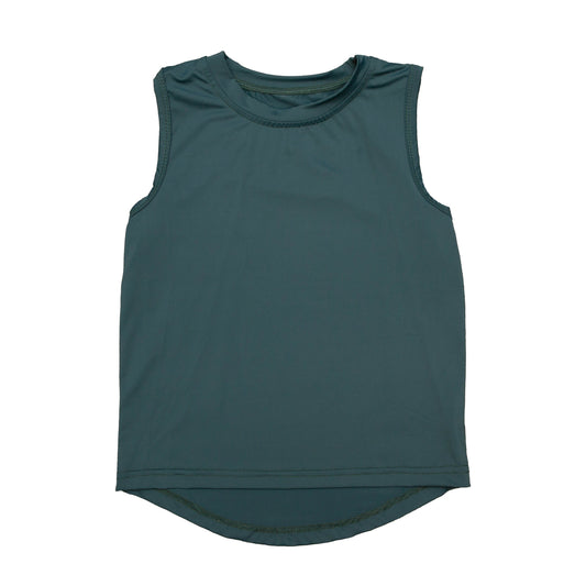 Emerald Kid High LowTank sleeveless athletic top with high-low hem in emerald color