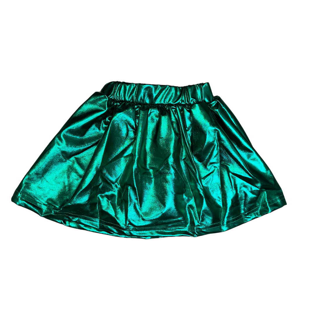 Emerald Green Metallic Kid Skort
