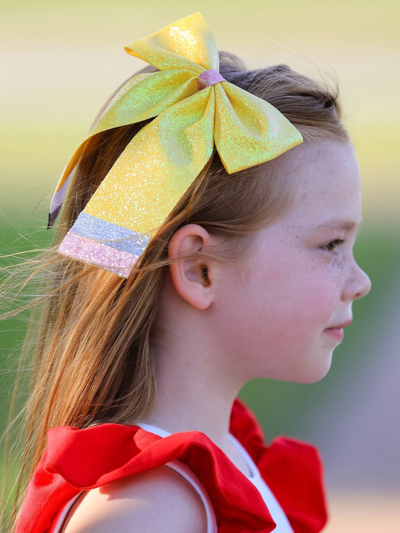 Back to School Sequin Bow Hairpin bows, front view