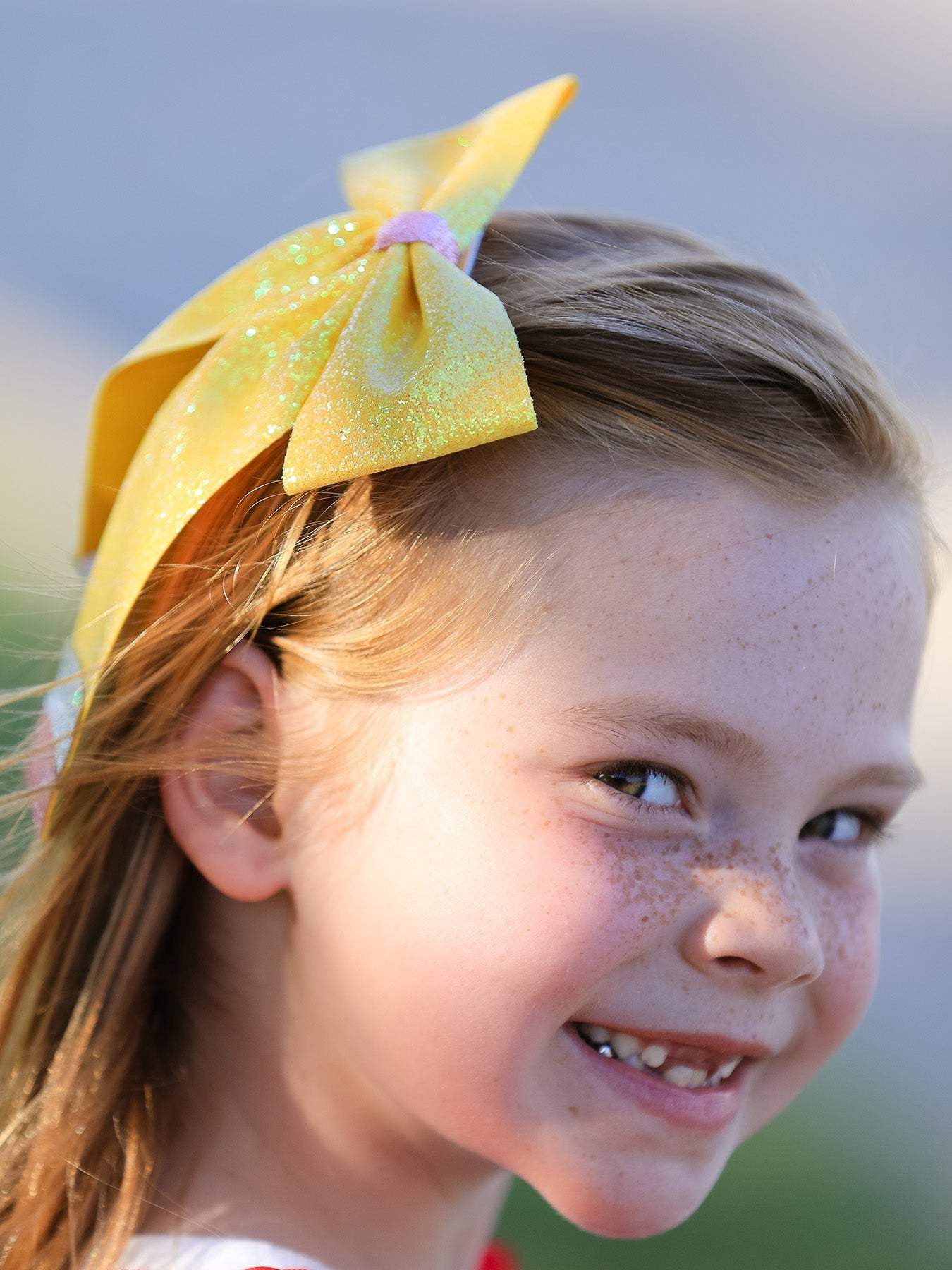 Back to School Sequin Bow Hairpin bows, side view