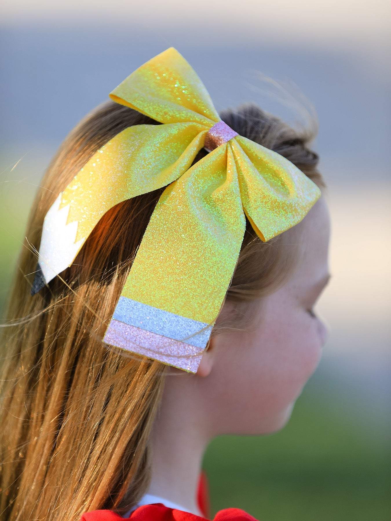 Back to School Sequin Bow Hairpin bows, back view