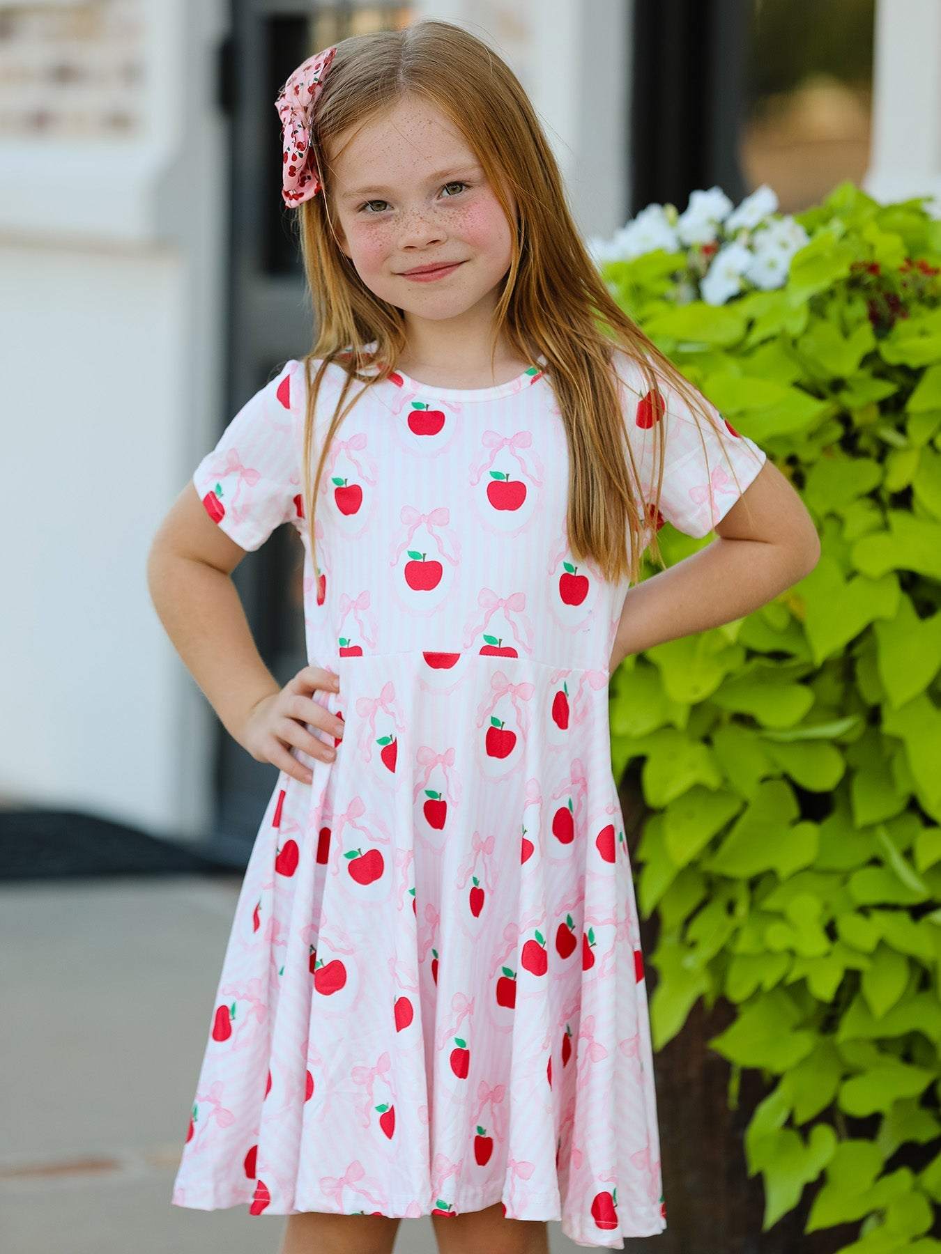 Back to School Apple Striped Sweet Girl Dress - back view