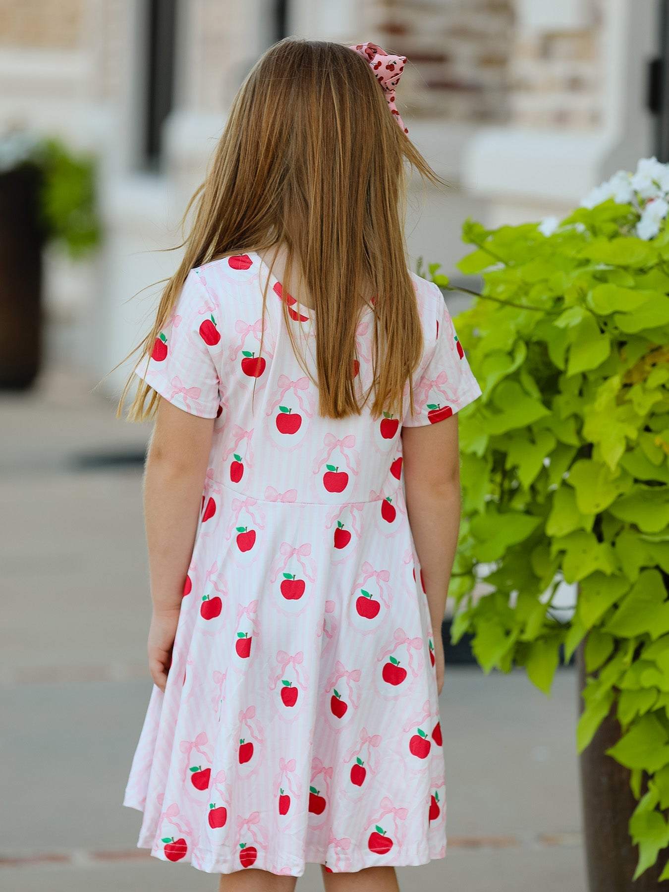 Back to School Apple Striped Sweet Girl Dress - side view