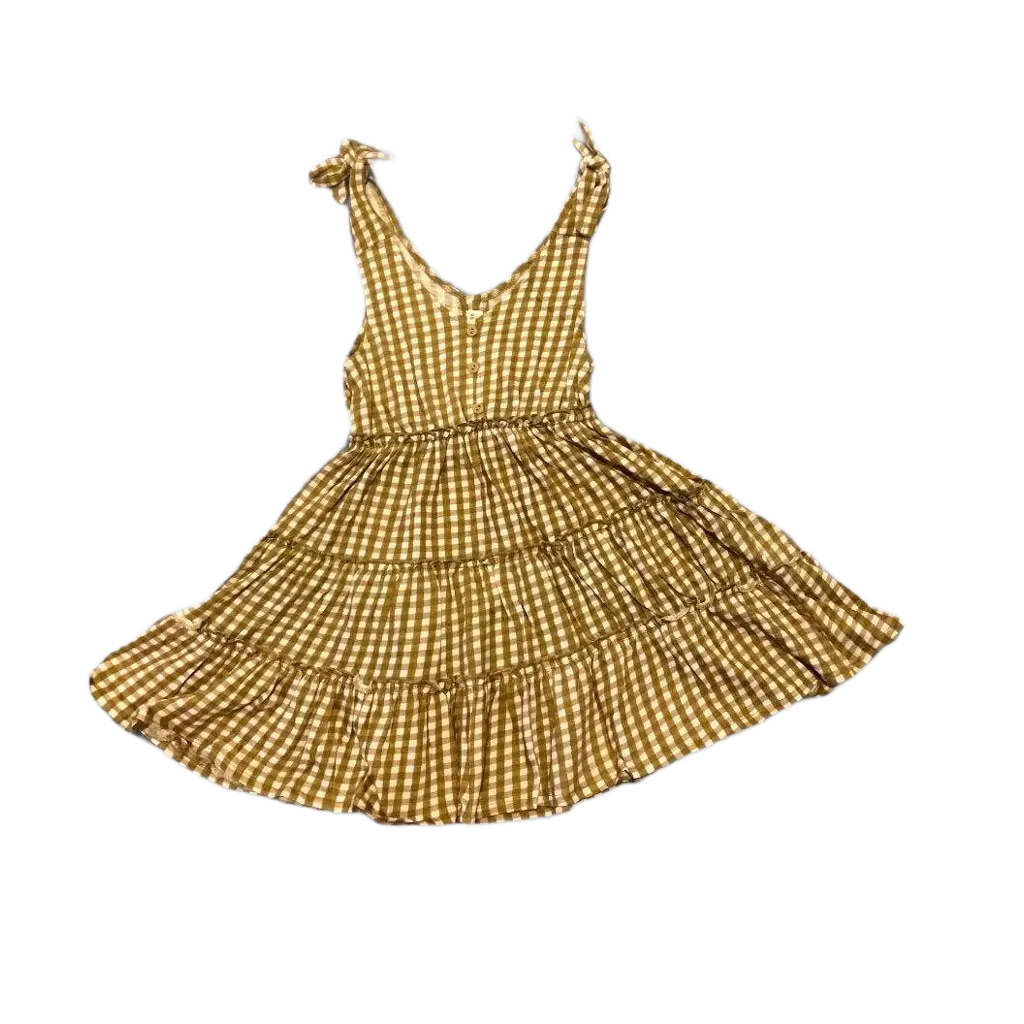 Emma Grace Shoppe Organic Gold Gingham Tiered Tie Dress