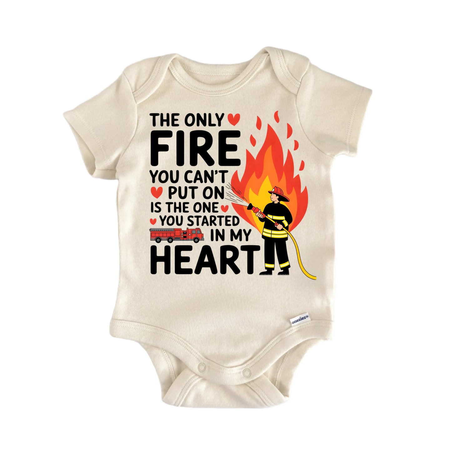 Firefighter Fireman Heart Newborn Baby Onesie® Onesie®