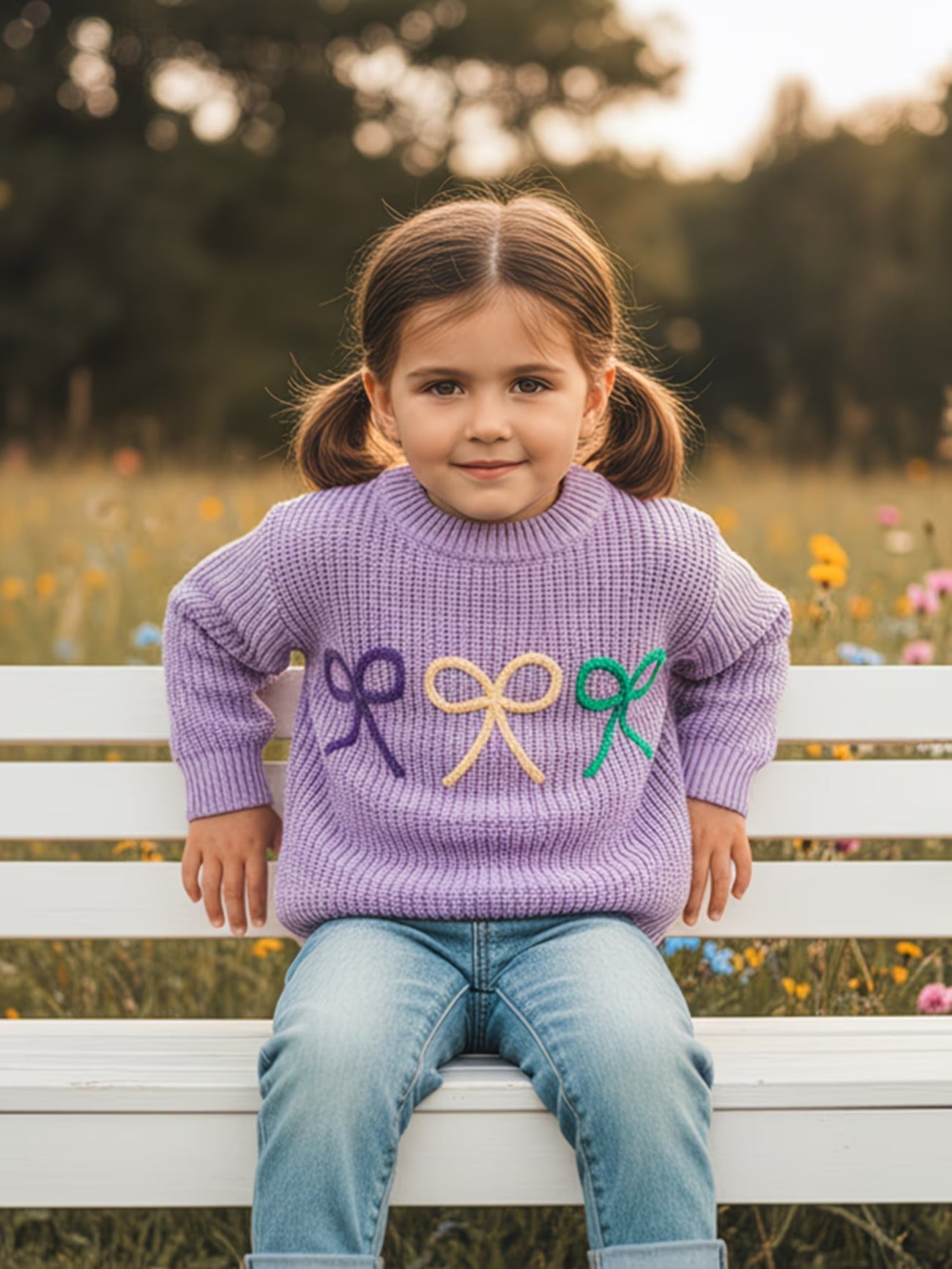 Girls’ Bow Mardi Gras Sweater