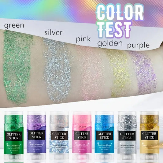 Cosmetic glitter stick for face, hair and body