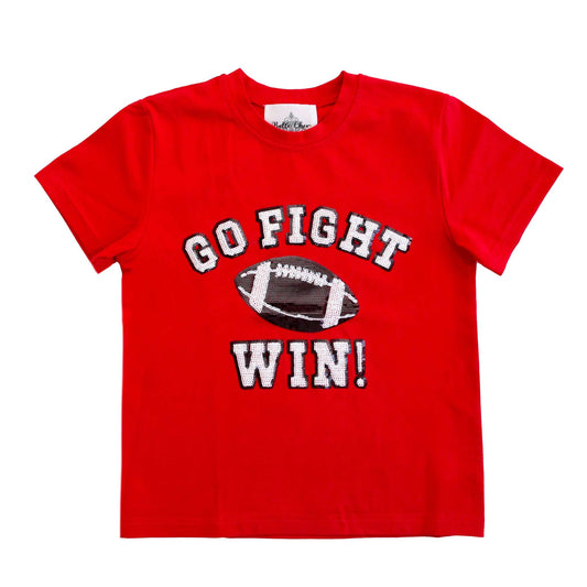 Go, Fight, Win Red And Black Sequin Kid Shirt