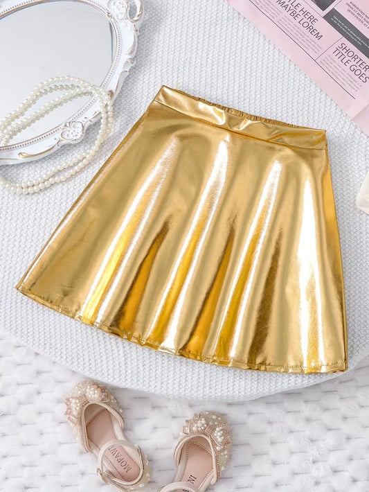 ✨ Golden Mardi Gras Twirl Skirt for Littles ✨