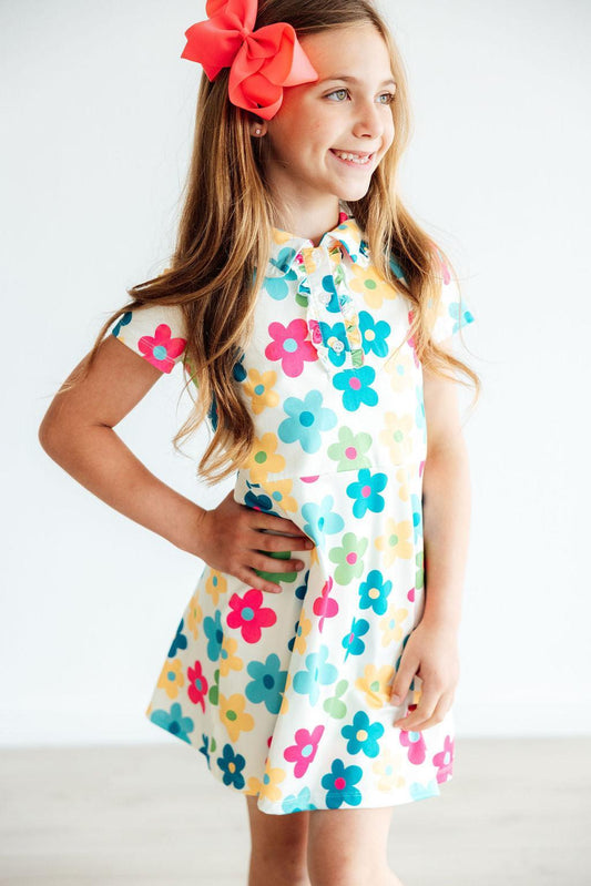 Groovy Blooms S/S Polo Dress