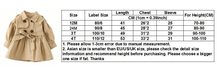 Jacket / Coat Baby Double Breast Windbreaker Jacket For baby girls 1-4T In elegant Style