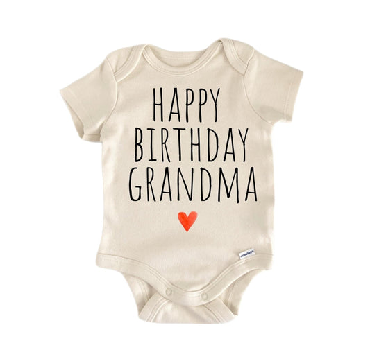 Happy Birthday Grandma Newborn Baby Onesie front view