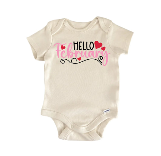 Hello February Newborn Baby Onesie®