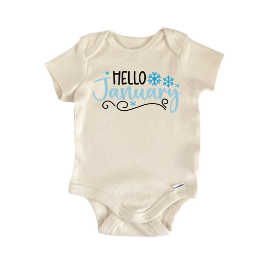 Hello January Newborn Baby Onesie®