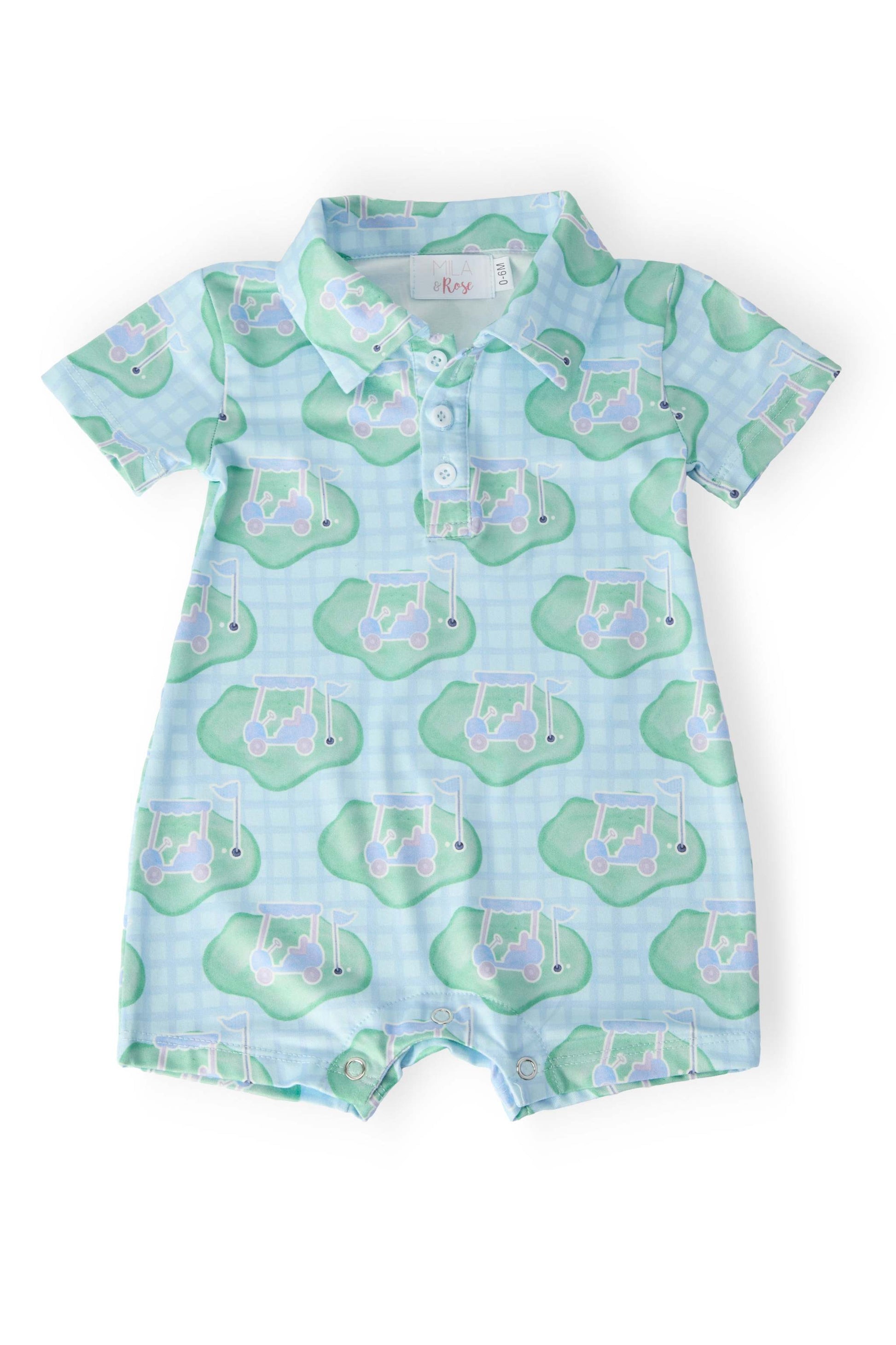 He's On The Green Polo Shorty One-Piece front view