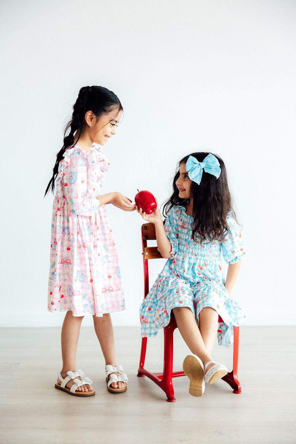 Honor Roll Smocked Ruffle Dress fabric and material close-up