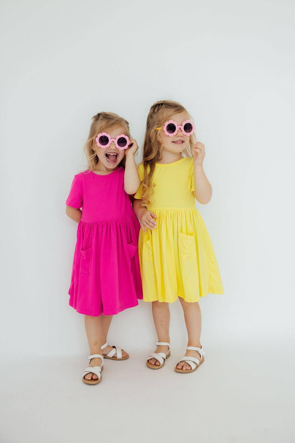 Yellow S/S Pocket Twirl Dress