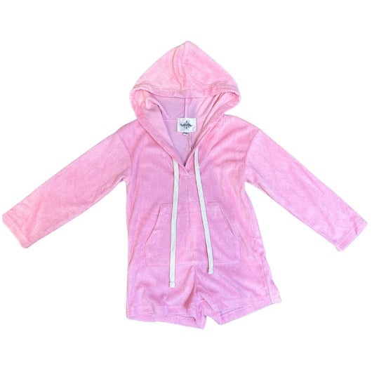Terry Cloth Light Pink Romper - front view